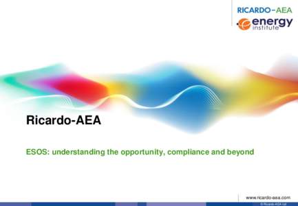 Ricardo-AEA ESOS: understanding the opportunity, compliance and beyond www.ricardo-aea.com © Ricardo-AEA Ltd