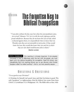 1  LESSON The Forgotten Key to Biblical Evangelism