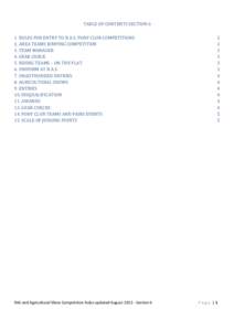 TABLE OF CONTENTS SECTION[removed]RULES FOR ENTRY TO R.A.S. PONY CLUB COMPETITIONS 2. AREA TEAMS JUMPING COMPETITION 3. TEAM MANAGER 4. GEAR CHECK