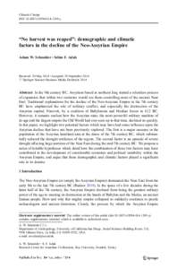 Climatic Change DOI[removed]s10584[removed]y “No harvest was reaped”: demographic and climatic factors in the decline of the Neo-Assyrian Empire Adam W. Schneider & Selim F. Adalı