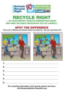 RECYCLE RIGHT  ...TO SAVE ENERGY, REDUCE GREENHOUSE GASES AND KEEP VALUABLE RESOURCES OUT OF LANDFILL.  SPOT THE DIFFERENCE