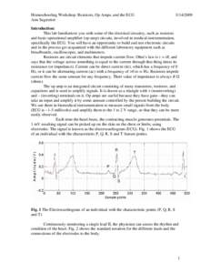 Homeschooling Workshop: Resistors, Op Amps, and the ECG Ann SagstetterIntroduction: