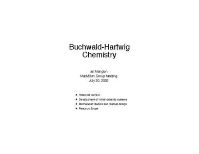 Buchwald-Hartwig Chemistry Ian Mangion