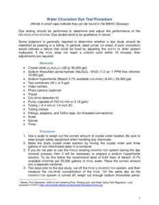 MAHC Water Circulation Dye Test Procedure