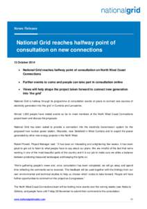 National Grid reaches halfway point of consultation on new connections 13 October 2014 