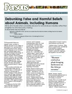 The Newsletter of Responsible Policies for Animals  Vol. 12, No. 2 Fall 2014