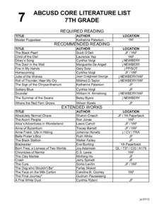 7th grade reading list literature required core document pdfsearch io url