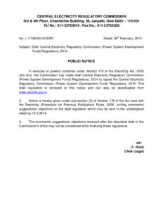 CENTRAL ELECTRICITY REGULATORY COMMISSION 3rd & 4th Floor, Chanderlok Building, 36, Janpath, New Delhi – [removed]Tel No.: [removed]Fax No.: [removed]Dated: 28th February, 2014