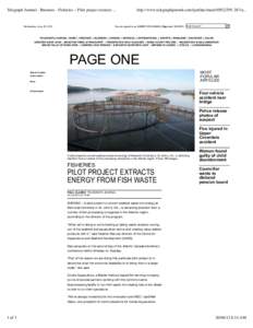 Telegraph Journal - Business - Fisheries :: Pilot project extracts ...  Wednesday, June 20, 2012 http://www.telegraphjournal.com/tjonline/maina...