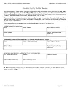Complaint Form for Denial of Services (DTSC 1443)
