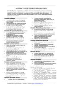 ___________________________________________________________________________________________  BEST PRACTICE PRINCIPLES FOR ENVIRONORTH EnviroNorth: Living Sustainably in Australia’s Savannas environmental curriculum and