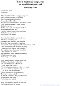 Folk & Traditional Song Lyrics - Queen Anne Front