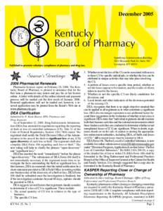 December[removed]Kentucky Board of Pharmacy Spindletop Administration Building 2624 Research Park Dr, Suite 302