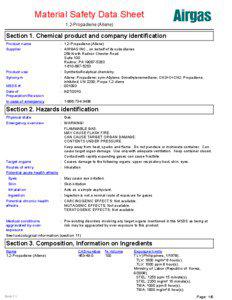 Material Safety Data Sheet 1,2-Propadiene (Allene)