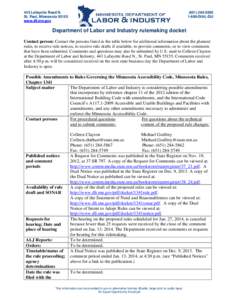 Department of Labor and Industry rulemaking docket