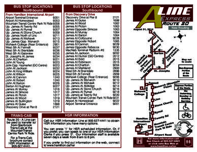 BUS STOP LOCATIONS Northbound BUS STOP LOCATIONS Southbound