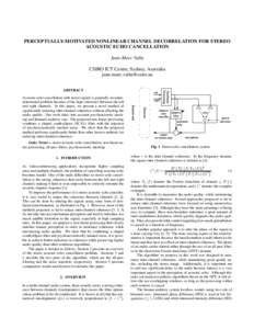 PERCEPTUALLY-MOTIVATED NONLINEAR CHANNEL DECORRELATION FOR STEREO ACOUSTIC ECHO CANCELLATION Jean-Marc Valin CSIRO ICT Centre, Sydney, Australia  ABSTRACT