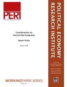 Robert Pollin August 2008 POLITICAL ECONOMY RESEARCH INSTITUTE