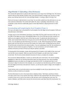 Align Module 3: Uploading a Data Dictionary