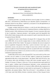 Insegnare astronomia nella scuola secondaria di I grado: un’esperienza di ricerca durata tre anni Sabrina Rossi Dipartimento di Fisica, Università degli Stuti di Milano-Bicocca  Introduzione