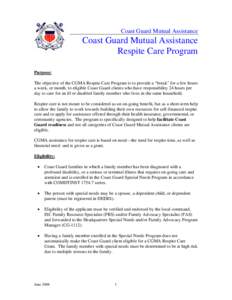 Coast Guard Mutual Assistance Respite Care Program