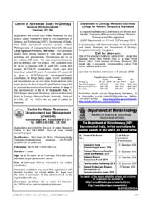 Centre of Advanced Study in Geology Banaras Hindu University Varanasi[removed]Applications are invited from Indian Nationals for one post of Junior Research Fellow in the Department of Science and Technology (DST), Gover