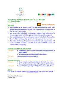 Hong Kong 2009 East Asian Games (EAG) Bulletin - 9 October[removed]Highlights 