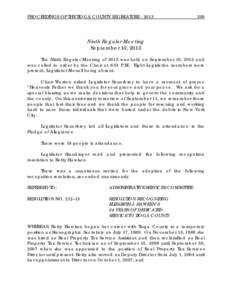 PROCEEDINGS OF THE TIOGA COUNTY LEGISLATURE[removed]Ninth Regular Meeting September 10, 2013