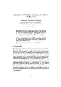 Mobile Location-Driven Associative Search in DBpedia with Tag Clouds Bjørnar Tessem, Bjarte Johansen, and Csaba Veres Department of Information Science and Media Studies, Postbox 7802, University of Bergen, 5020 Bergen,