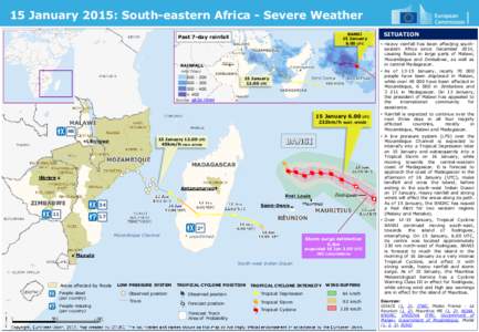 15 January 2015: South-eastern Africa - Severe Weather BANSI 15 January 6.00 UTC  Past 7-day rainfall