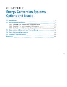 CHAPTER 7  Energy Conversion Systems – Options and Issues 7.1 Introduction _ _ _ _ _ _ _ _ _ _ _ _ _ _ _ _ _ _ _ _ _ _ _ _ _ _ _ _ _ _ _ _ _ _7[removed]Electric Power Generation _ _ _ _ _ _ _ _ _ _ _ _ _ _ _ _ _ _ _ _ _ 