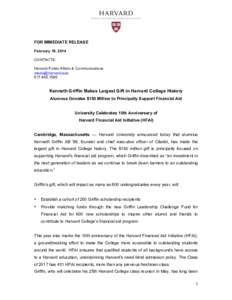 FOR IMMEDIATE RELEASE February 19, 2014 CONTACTS: Harvard Public Affairs & Communications [removed[removed]