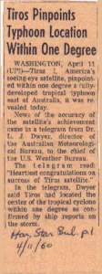 Collection of newspaper clippings and documents related to TIROS compiled by David S Johnson