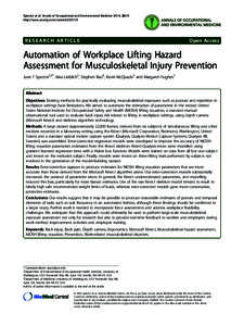 Spector et al. Annals of Occupational and Environmental Medicine 2014, 26:15 http://www.aoemj.com/contentRESEARCH ARTICLE  Open Access