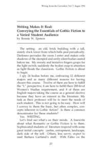 Writing Across the Curriculum, Vol. 7: AugustWriting Makes It Real: Conveying the Essentials of Gothic Fiction to a Varied Student Audience by Bonnie W. Epstein