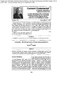 Essays of an Information Scientist: Science Reviews, Journalism Inventiveness and Other Essays, Vol:14, p.194, 1991 Current Contents, #49, p.5-13, December 9, 1991 Current Comments” EUGENE GARFIELD INSTITUTS FIX SCIENT