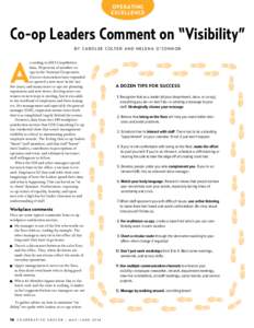 operating excellence Co-op Leaders Comment on “Visibility” By carolee colter and h elena o ’connor