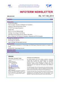 INFOTERM NEWSLETTER INL 147-148_2014 ISSN[removed]CONTENTS