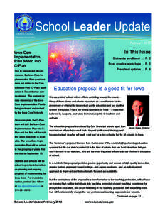 A MONTHLY JOURNAL  School Leader Update FOR IOWA EDUCATORS