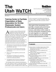 The Utah WaTCH Wastewater Training Center Happenings  The Utah WaTCH