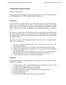 Computerized Dental Charting by E.T. Earley - AAEP Focus 2006