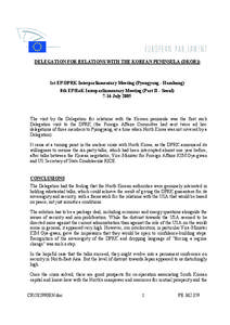 DELEGATION FOR RELATIONS WITH THE KOREAN PENINSULA (DKOR))  1st EP/DPRK Interparliamentary Meeting (Pyongyang - Hamhung) 8th EP/RoK Interparliamentary Meeting (Part II - Seoul[removed]July 2005