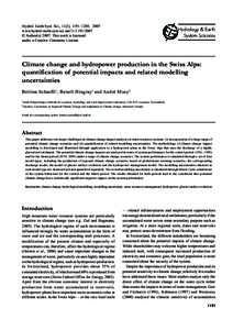 Hydrol. Earth Syst. Sci., change 11(3), 11911205, 2007production in the Swiss Alps: potential impacts and modelling uncertainties Climate and hydropower