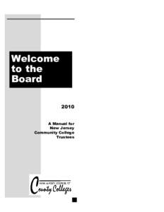 Welcome to the Board 2010 A Manual for New Jersey
