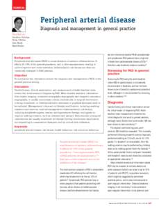 clinical  Peripheral arterial disease Diagnosis and management in general practice Thuy Bich Au Jonathan Golledge