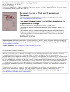 Behavior / Organizational behavior / Leadership / Positive psychology / Leader–member exchange theory / Management / Proactivity / Job satisfaction / Adaptation / Social psychology / Organizational psychology / Behavioural sciences