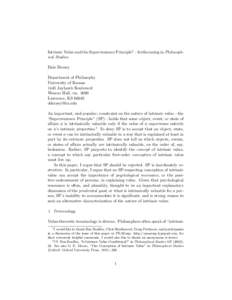 Intrinsic Value and the Supervenience Principle† —forthcoming in Philosophical Studies. Dale Dorsey Department of Philosophy University of Kansas 1445 Jayhawk Boulevard Wescoe Hall, rm. 3090