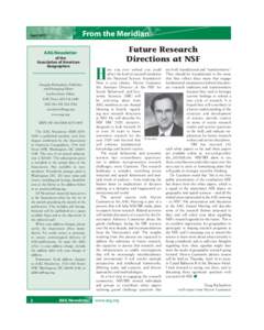 From the Meridian  April 2011 Future Research Directions at NSF