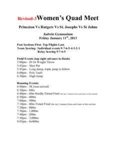 Revised-3Women’s  Quad Meet Princeton Vs Rutgers Vs St. Josephs Vs St Johns Jadwin Gymnasium