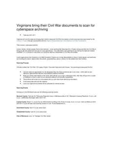 Virginians bring their Civil War documents to scan for cyberspace archiving • February 24th, 2011